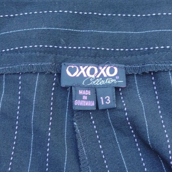 XOXO Y2K Two Piece Black Pinstripe Suit Blazer Size 9 and Wide Leg Pants Size 13 - Picture 11 of 13